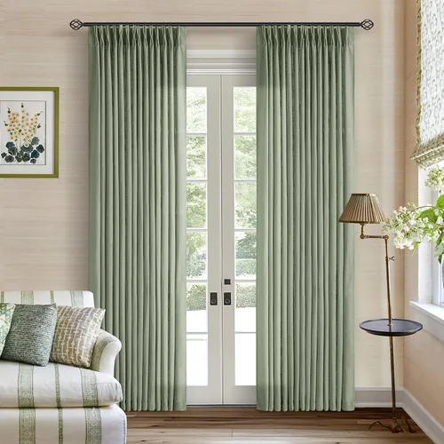 Miniatura 199 de Cortinas de lino natural con pliegues fruncidos de 120 pulgadas de largo para sala de estar, cortinas plisadas con ganchos y lengüeta trasera