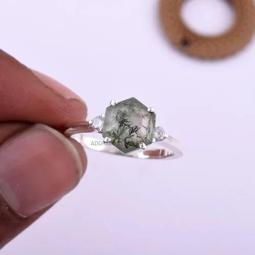 Miniatura 14 de Anillo de plata de ley 925 para mujer, anillo de diamantes de imitación de aguamarina de plata esterlina, anillo Art Deco de marzo, piedra natal