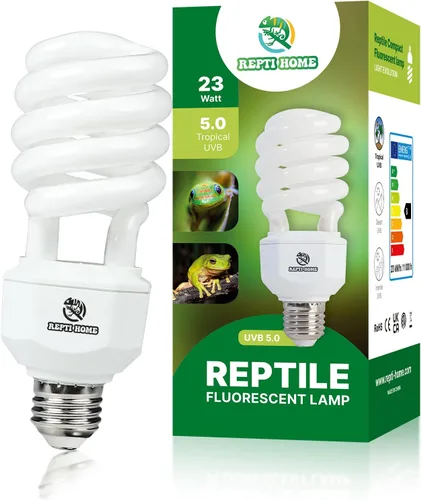 Luz de reptil UVA UVB 23W 5.0, terrario tropical y subtropical lámpara fluorescente compacta, bombilla de reptil UVB para serpientes, camaleones,
