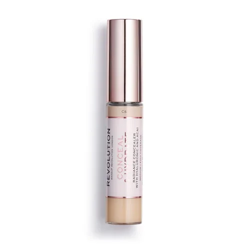 Miniatura 9 de Makeup Revolution Corrector para ocultar e hidratar, infundido con ácido hialurónico, acabado húmedo, C4 para tonos de piel claros, vegano y libre