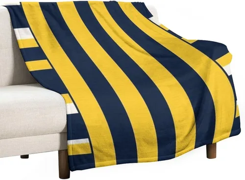 Miniatura 40 de Manta de rayas náuticas amarillas y azul marino, moderna, ultrasuave, manta de microfibra para sofá, cama para niños y adultos, 30 x 40 pulgadas