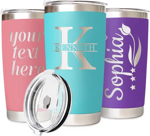 Miniatura 12 de Personalized 16 oz Insulated Coffee Tumbler with Text Name Team number, Custom Engraved World Cup Stainless Steel Double-Wall Travel Cup, Customized