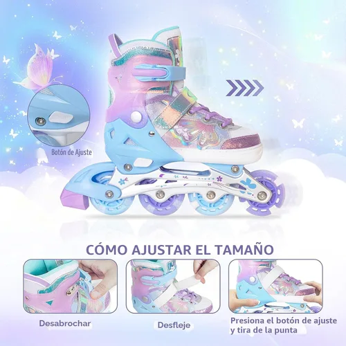 Miniatura 5 de Nattork Patines en Línea para Niñas y Niños, 4 Tallas Ajustables Patines Butterfly Blades con Todas las Ruedas Iluminadas - Regalo de Cumpleaños
