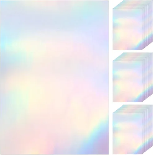 Miniatura 9 de 60 hojas de hojas holográficas laminadas de purpurina transparente tamaño A4, papel adhesivo de vinilo con superposición holográfica, película