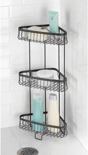 Miniatura 2 de mDesign Hyde Collection - Estante de baño de metal, almacenamiento vertical independiente para organizar y almacenar toallas de mano, loción