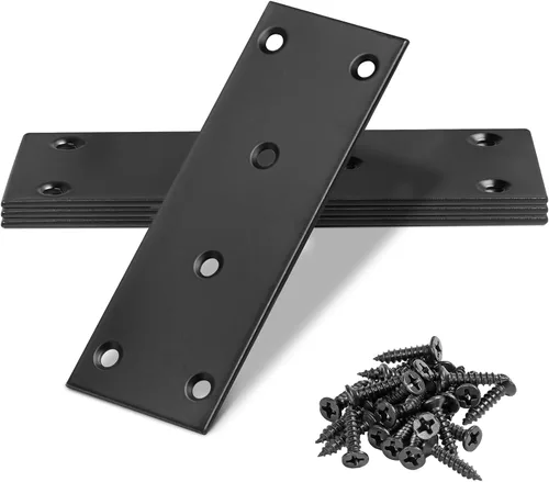 Miniatura 23 de Soporte plano de 1.575 x 0.630 x 0.079 in, soporte recto de acero inoxidable, soporte recto de metal, soporte recto negro, placa de unión