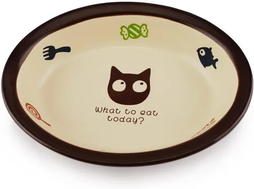 Miniatura 9 de TTCAT Cuenco de cerámica para gatos, bonito patrón de dibujos animados, cuenco básico, platos pequeños de alimentación de mascotas para gatos, Tazón