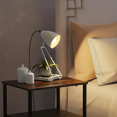 Miniatura 4 de PARTPHONER Juego de 2 lámparas de mesa pequeñas giratorias de 350°, modernas lámparas de noche de lectura blancas, adecuadas para estudio