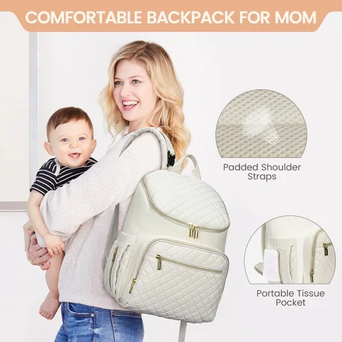 Miniatura 2 de LOVEVOOK Mochila para Pañales de Gran Capacidad con Cambiador Portátil, Mochila de Viaje Multifunción para Bebé Caqui