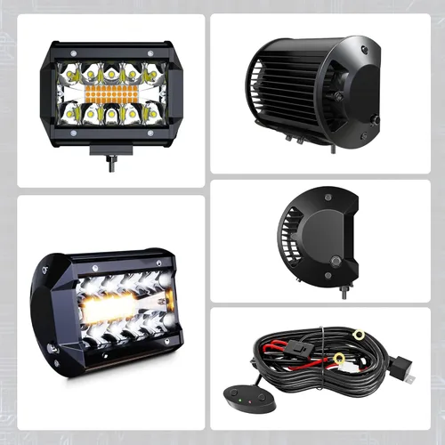 Miniatura 7 de ASLONG 4 unidades de 4 pulgadas blanco/ámbar amarillo LED Pods luz triple fila Spot Flood Combo LED Bar Offroad conducción niebla lámpara 60 W, 1