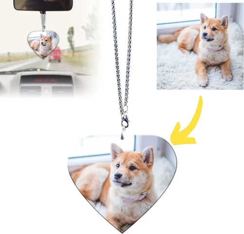 Miniatura 8 de Ornamento colgante personalizado para espejo retrovisor de coche con foto - Colgante de coche de acrílico personalizado con imagen (Rombo)