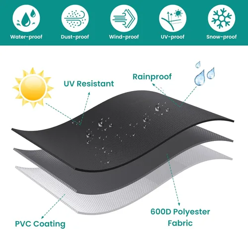 Miniatura 3 de Mrrihand Funda Redonda para Muebles de Patio - Impermeable Resistente 600D Cubiertas para Juego de Mesa y Sillas de Exterior Anti-Decoloración Funda