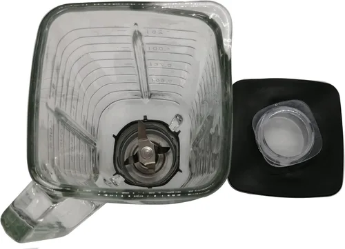 Miniatura 5 de Licuadora de repuesto para 5 tazas de vidrio con tapa de tarro y hoja de trituración de hielo de 4 puntos de acero inoxidable, tapa inferior