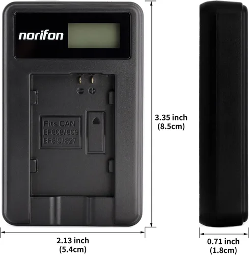 Miniatura 5 de Norifon Cargador USB LCD BP-808 para cámara Canon FS100, FS200, FS300, LEGRIA HF G10, LEGRIA HF G25 y más