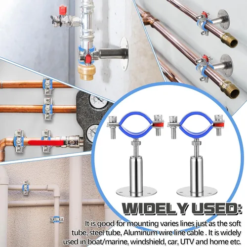 Miniatura 6 de Yaocom 12 piezas de soportes de tubo para montaje en pared y techo, de acero inoxidable 304, adecuados para diámetro exterior de 3/4" (25-28 mm)