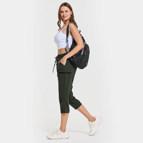 Miniatura 5 de ChinFun Pantalones capri de senderismo para mujer, de secado rápido, resistentes al agua, UPF 50+