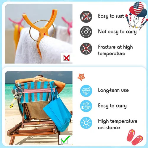 Miniatura 3 de Boao 4 paquetes de bandas de toalla para silla de playa, esenciales para piscina y crucero, elásticas y resistentes al viento, clips para toallas