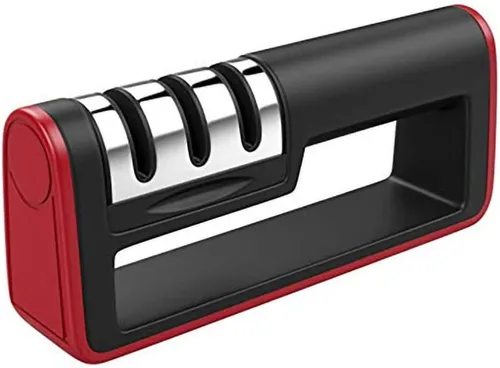 Grill-A-Sharp | Afilador de cuchillos de acero de tungsteno de 3 etapas, molienda de diamante, piedras de cerámica, sistema de afilado manual de
