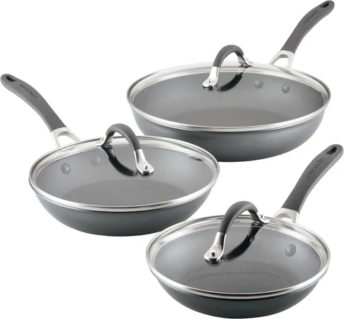 Circulon Serie A1 con juego de sartenes antiadherentes de inducción ScratchDefense, juego de 6 sartenes de cocina, utensilios de cocina de