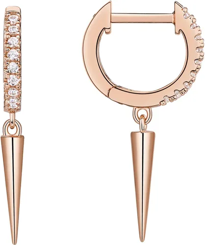 PAVOI Aretes colgantes de plata de ley S925 chapados en oro de 14 quilates para mujer, diseño de estrella, cerradura, mariposa, luna, relámpago,