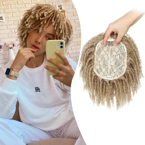 Ms Taj Peluca de pelo corto con rastas de 7 pulgadas para mujer, cabello sintético rubio, pelucas rubias, extensiones de pelo corto para mujeres