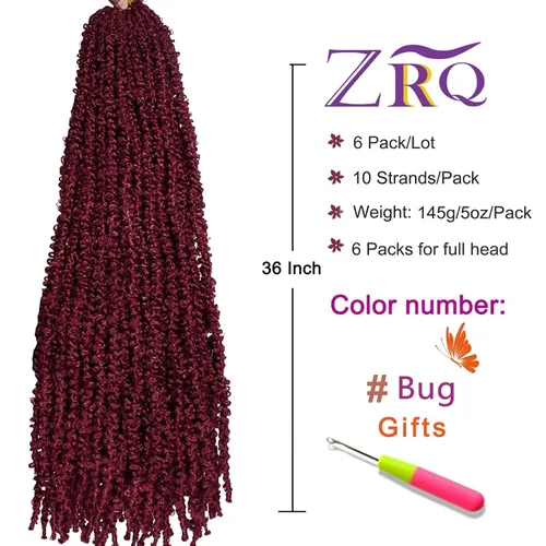 Miniatura 94 de ZRQ Butterfly Locs Cabello de Ganchillo Corto 6 Paquetes Negro Cabello Bob de Ganchillo 8 Pulgadas Locs Sintéticos Desordenados Desgastados Trenzas