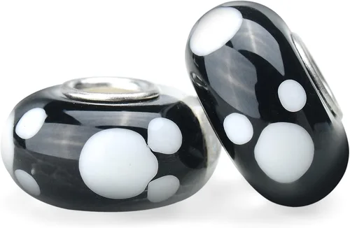 Miniatura 8 de RUBYCA Cuentas de cristal de Murano floral con núcleo de color plateado, ajuste europeo para hacer joyas, 6