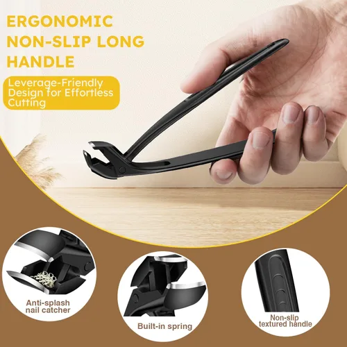 Miniatura 4 de Cortaúñas de mango largo para personas mayores, cortaúñas para ancianos con cabeza angulada, cortaúñas de apertura ancha resistente para uñas