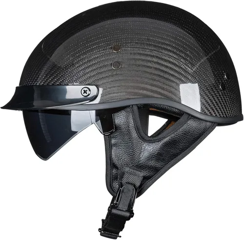 Miniatura 10 de VCOROS - Cascos de cara abierta de fibra de carbono estilo retro para motocicleta, cascos de media cara para hombres y mujeres, para moto, crucero