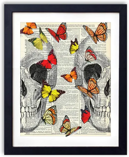 Amor de calavera, impresión artística de diccionario vintage, arte de pared moderno y contemporáneo para decoración del hogar, bohemio, 8 x 10