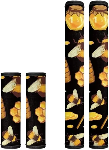 Horeset Daisy Bee Honey - Juego de 4 fundas para manijas de puerta de refrigerador, fundas para manija de horno, lindas manijas de decoración de