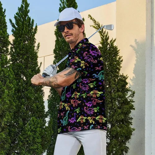 Miniatura 3 de Camisas de golf divertidas para hombre, camisas polo hawaianas de los años 80, camisas polo divertidas hawaianas para playa, verano, golf
