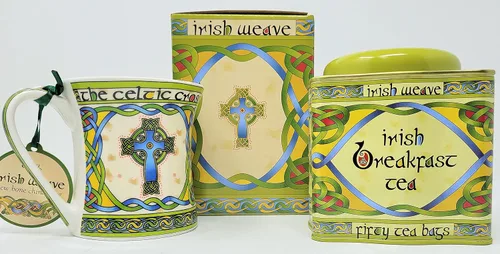 Miniatura 4 de Royal Tara Taza irlandesa con cruz celta y nudos celtas, caja de tejido irlandés New Bone China -11.0 fl oz/11 fl oz regalo de inauguración