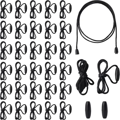 Paquete de 30 cordones de repuesto para collar con cierres separables, cordones negros para colgantes, collar, cuerda de nailon, kit de cuerda para