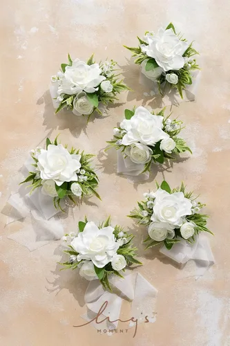 Miniatura 3 de Ling's moment 6 piezas de flores artificiales de ramillete de muñeca para boda, ramilletes para regreso a casa y graduación para niñas/madres, etc.
