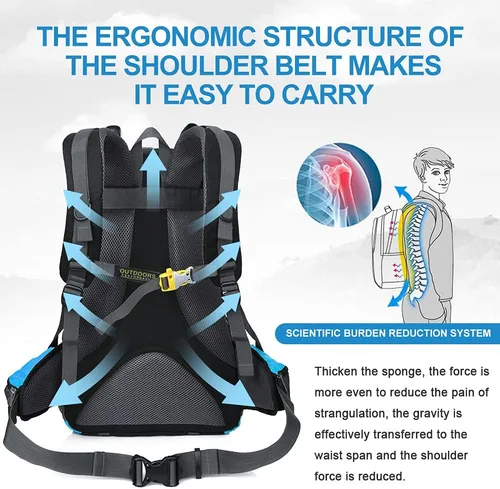 Miniatura 2 de INOXTO Mochila de senderismo ligera 35L/40L Mochila de día de senderismo con cubierta impermeable contra lluvia para viajes, camping al aire libre