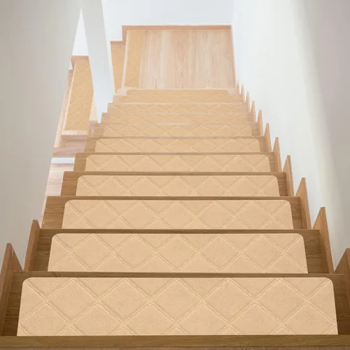 HARFINGTON Alfombra antideslizante para escaleras, paquete de 4 unidades, 8 x 30 pulgadas, antideslizante, para escaleras de madera de interiores,