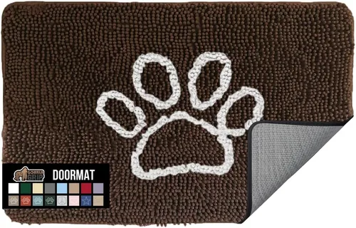 Miniatura 59 de GORILLA GRIP SOAKSTOPPER - Tapete para puerta de perro, 30 x 20 pulgadas, lavable a máquina, absorbente, captura la humedad, barro, suciedad, Negro