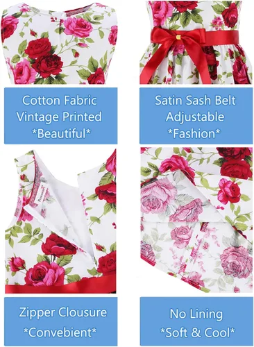 Miniatura 21 de Vestido de verano para niña, de algodón, con diseño floral