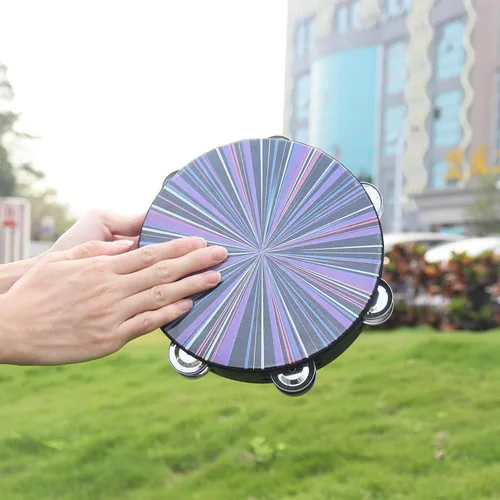 Miniatura 6 de Pandereta de Doble Fila de 8 Pulgadas, Pandereta de Percusión Musical de Mano para Adultos, Iglesia, Fiesta (Morado)