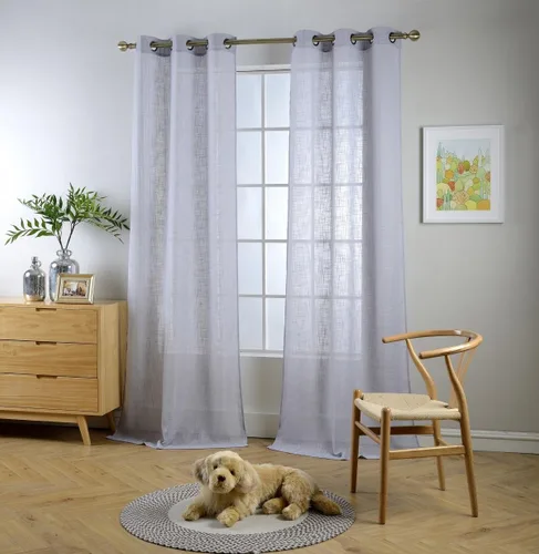 Miniatura 11 de Cortinas para sala de estar de 2 paneles (2 x 37 pulgadas de ancho), cortinas con textura de lino, con ojales, de la marca Miuco