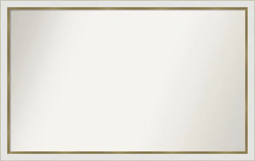 Miniatura 438 de Amanti Art Espejo de baño blanco para sobre el fregadero, 30 x 35 pulgadas, espejo de tocador rectangular estrecho de Eva de oro blanco, marco