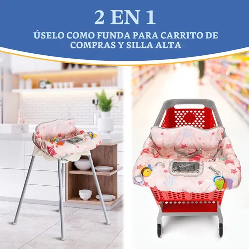 Miniatura 5 de PILLANI Funda para carrito de compras para bebé, funda para silla alta para asiento de restaurante - Funda para carrito de supermercado para bebé