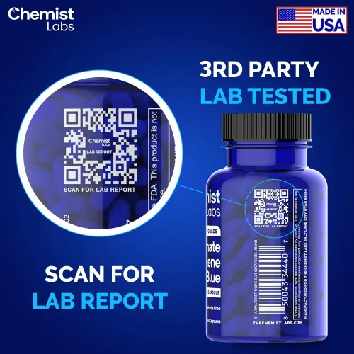 Miniatura 4 de Cápsulas de azul de metileno para humanos – grado USP 99% de pureza, grado farmacéutico azul de metileno, probado por terceros, sin formaldehído