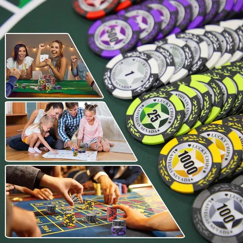 Miniatura 5 de ORIENGEAR Fichas de póquer profesionales, 50 fichas de póquer de 0.49 oz compuestas con denominación clara, fichas numeradas para juegos de cartas