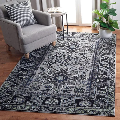 Miniatura 51 de SAFAVIEH Vintage Hamadan Collection Alfombra - 5'3" x 7'6", Rojo & Multi, Diseño tradicional persa, que no desprende pelusa y fácil de limpiar