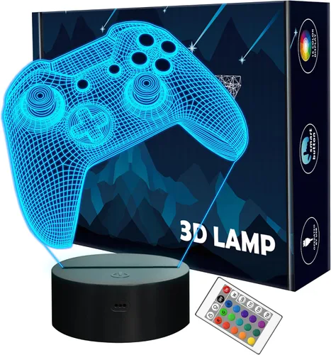 Luz nocturna 3D Gamepad con mando a distancia, 16 colores intermitentes cambiantes, regalos Fortnite decoración de escritorio para habitación de