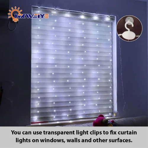 Miniatura 3 de HXWEIYE - Tira de luces cortas blancas para ventana pequeña, 3.3x5 pies, luz de hadas con temporizador y 8 clips para dormitorio, luz de 96 LED