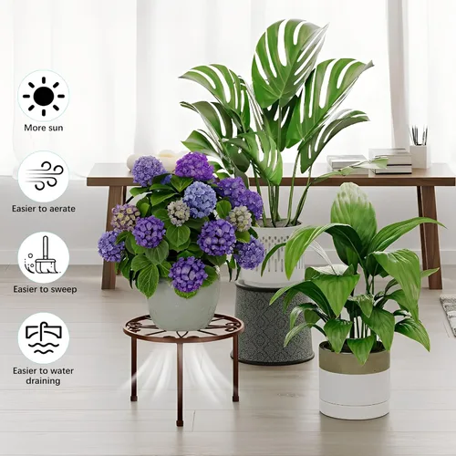 Miniatura 4 de Paquete de 5 soportes decentes para plantas de metal, soportes resistentes para macetas de flores para múltiples plantas, estante para macetas