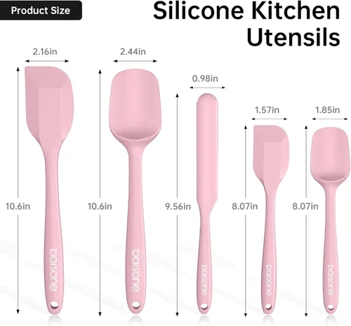 Miniatura 2 de Juego de espátulas de silicona de 5 piezas, resistentes al calor, 446 °F, grado alimenticio, sin BPA, seguras para utensilios antiadherentes, aptas